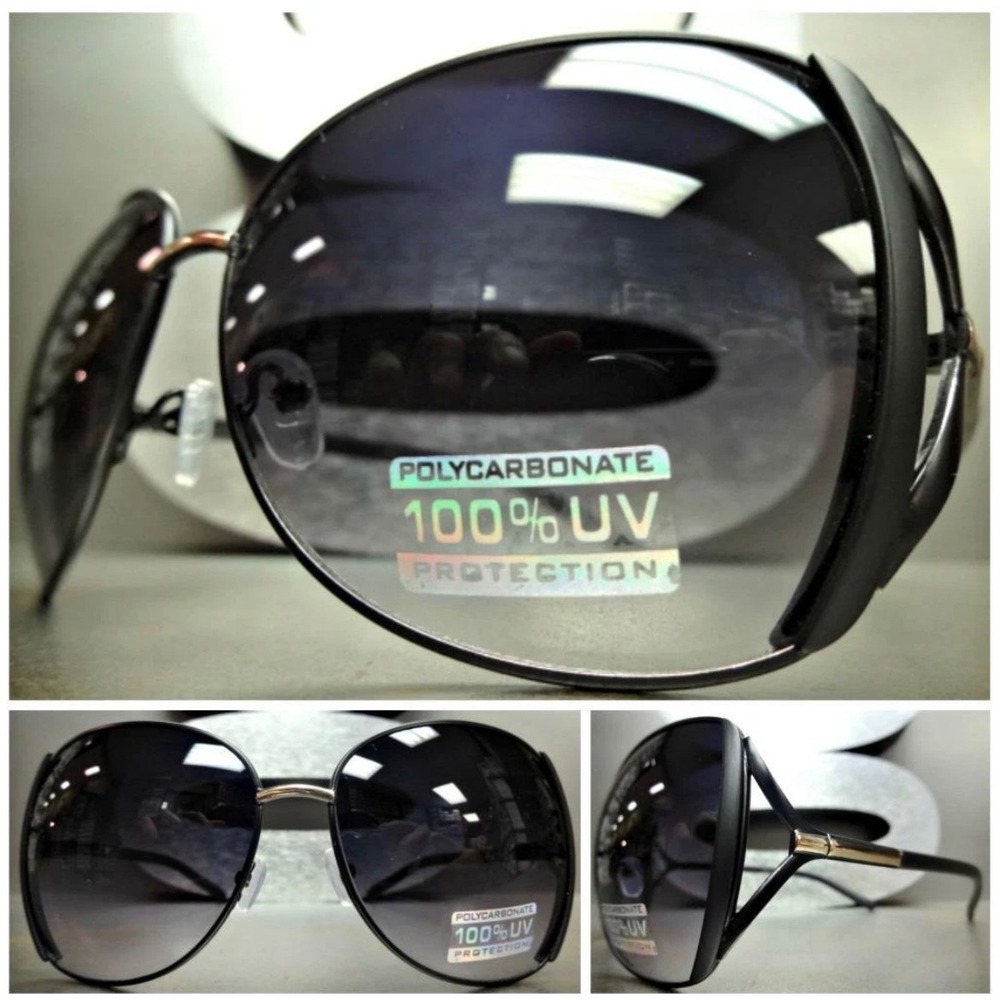 Womens Oversized Round Sunglasses Black Gradient Lens 100% UV Protection Y2K - Picture 2 of 2